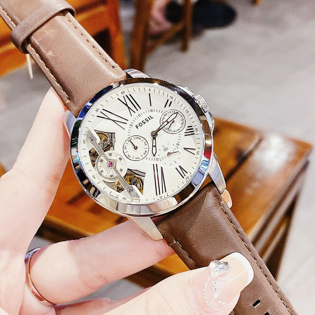 Fossil Grant Twist Multi-Function White Dial Brown Leather Strap Watch for Men - ME1144 Buy Now By Fossil