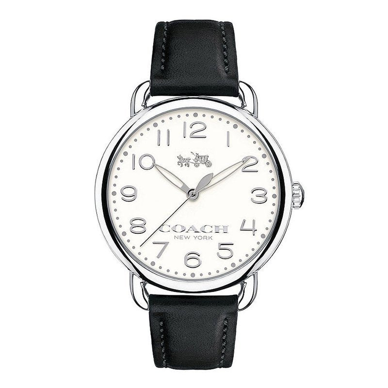 Coach Delancey White Dial Black Leather Strap Watch for Women - 14502714 Buy Now By Coach