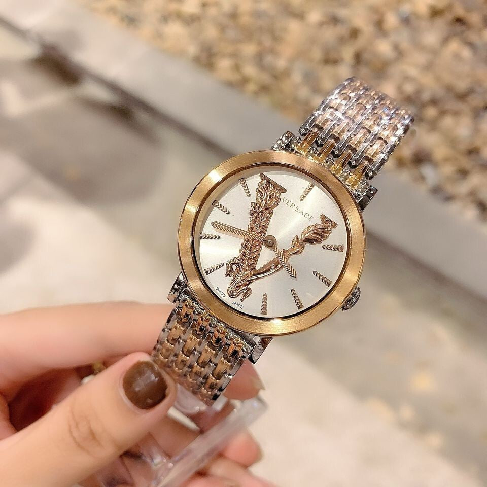 Versace Virtus Quartz White Dial Two Tone Steel Strap Watch for Women - VEHC00519 Buy Now By Versace