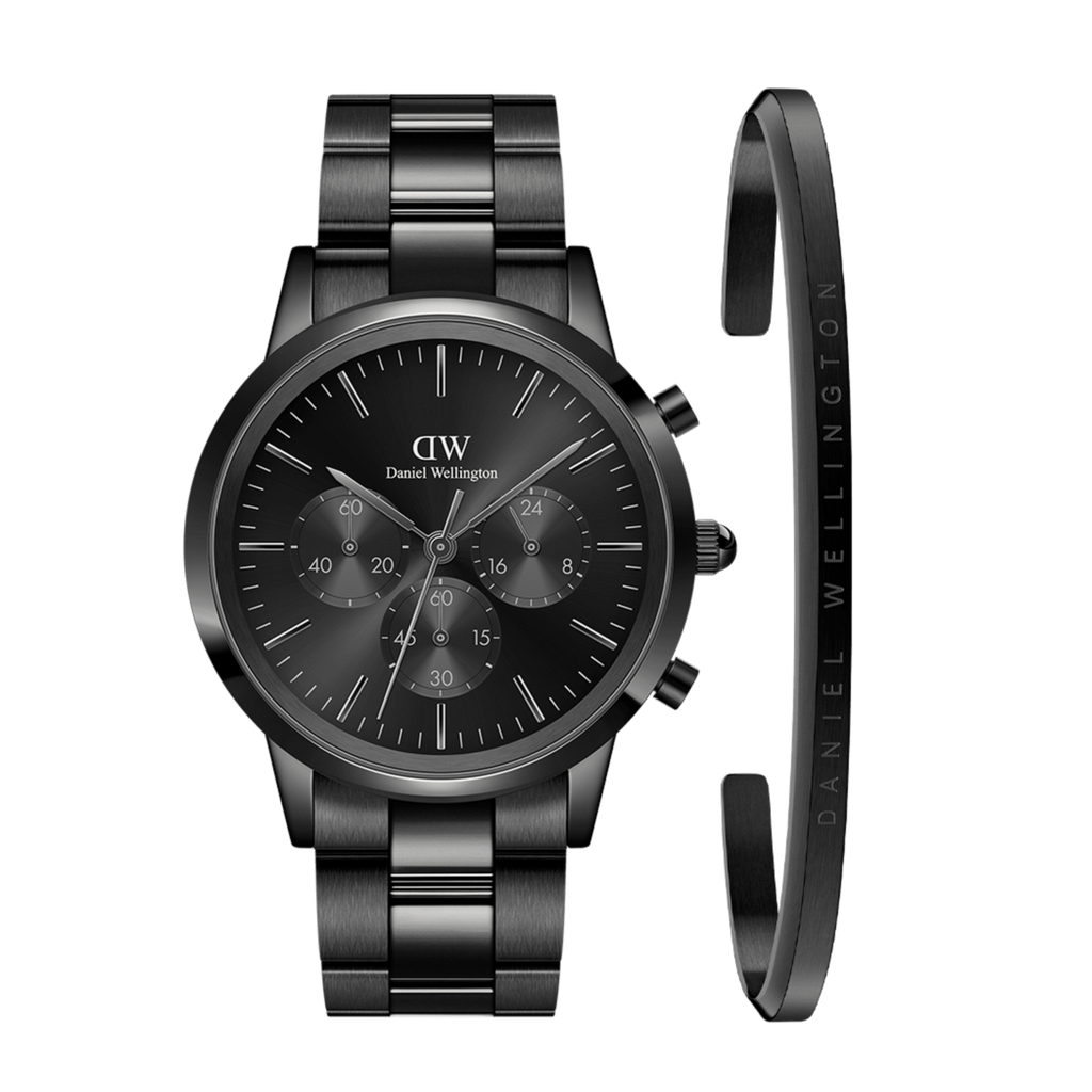 Daniel Wellington Iconic Chronograph Black Dial Black Steel Strap Watch For Men - DW00100642 Buy Now By Daniel Wellington