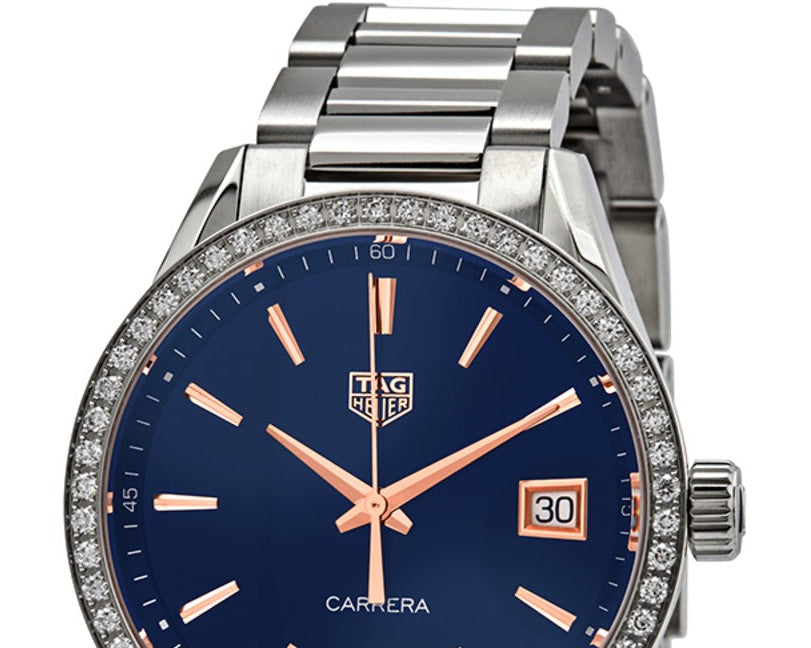 Tag Heuer Carrera Quartz Diamonds Blue Dial Silver Steel Strap Watch for Women - WAR1114.BA0601 Buy Now By Tag Heuer