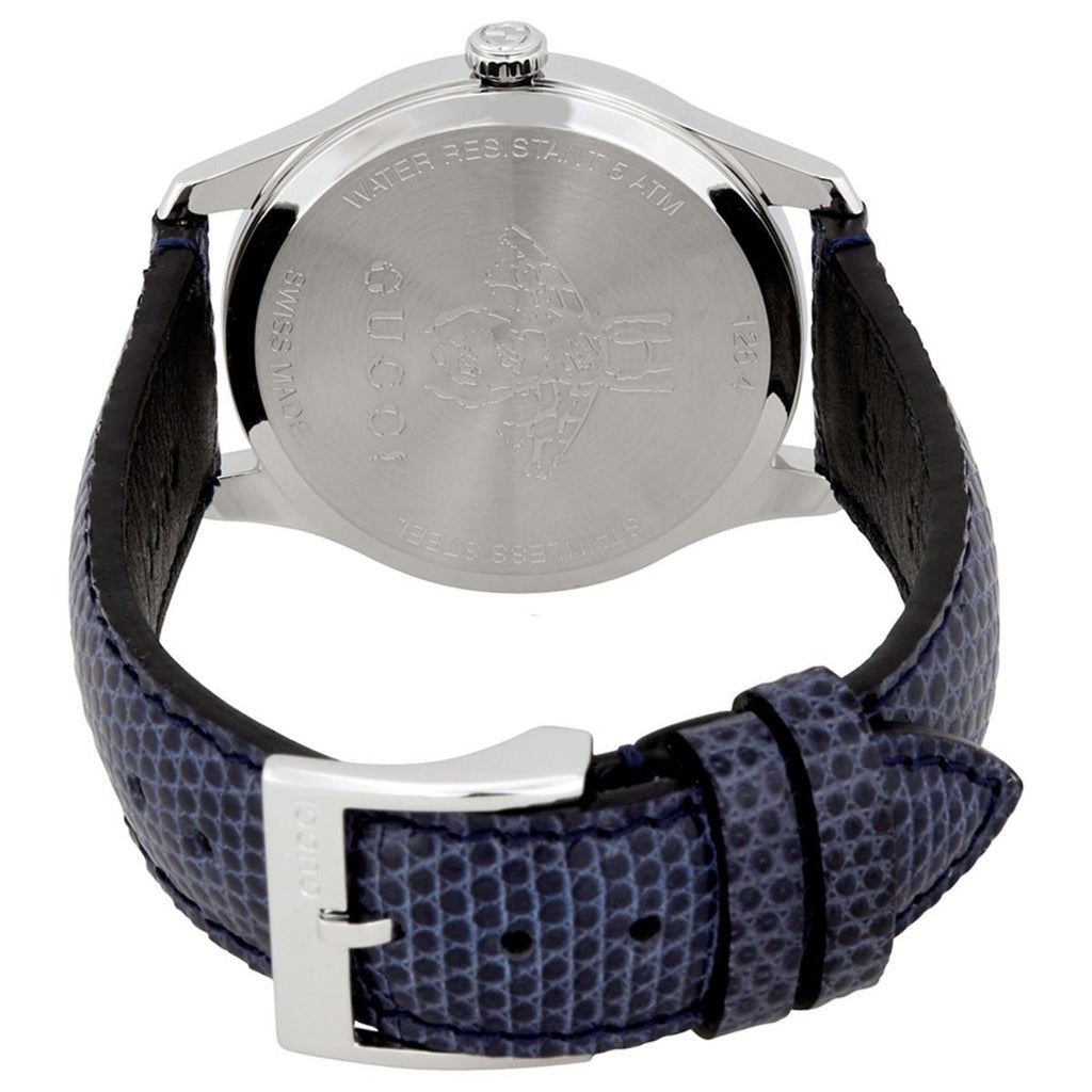 Gucci G-Timeless Signature Mother of Pearl Silver Dial Blue Leather Strap Watch For Women - YA1264049 Buy Now By Gucci