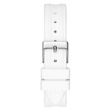 Guess Sparkling Silver Dial White Rubber Strap Watch For Women - GW0032L1 Buy Now By Guess