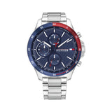 Tommy Hilfiger Bank Chronograph Blue Dial Silver Steel Strap Watch for Men - 1791718 Buy Now By Tommy Hilfiger