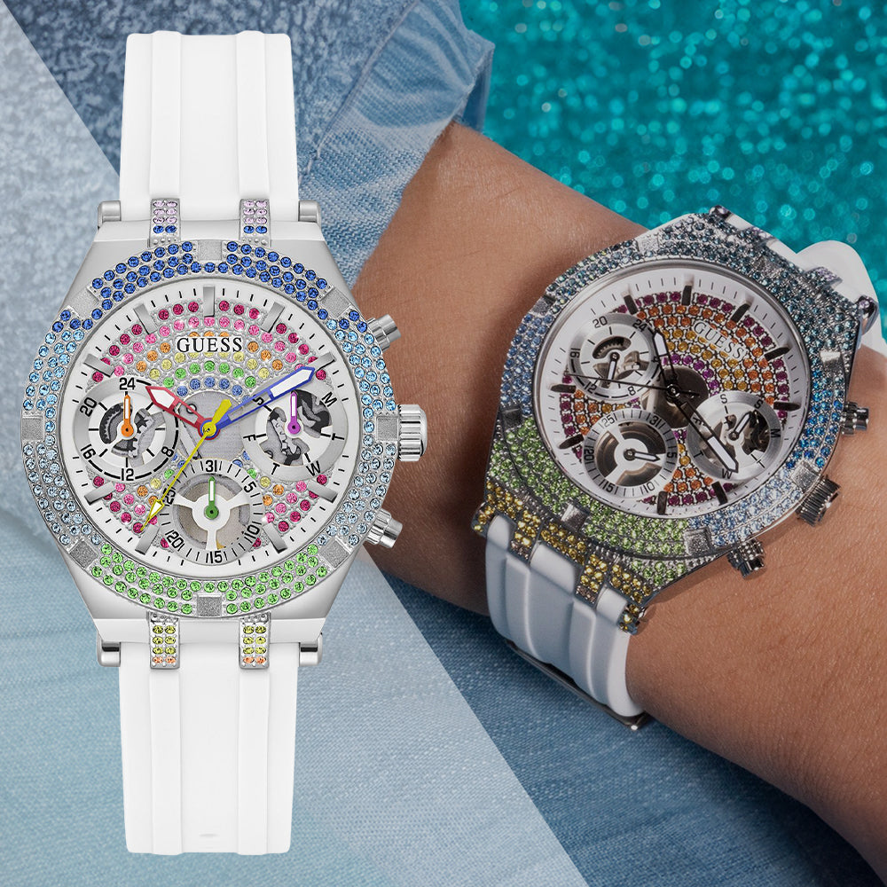 Guess Glitz Pride Limited Edition White Dial White Rubber Strap Watch for Women - GW0407L4 Buy Now By Guess