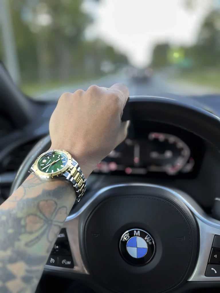 Versace Hellenyium Quartz Green Dial Two Tone Steel Strap Watch For Men - VE3A00720 Buy Now By Versace