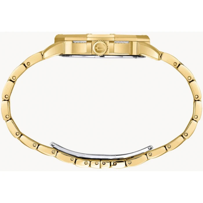 Bulova Crystal Collection Octova White Dial Gold Steel Strap Watch for Men - 98C126 Buy Now By Bulova