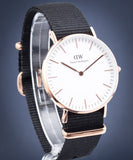 Daniel Wellington Classic Cornwall White Dial Black Nylon Strap Watch For Women - DW00100259 Buy Now By Daniel Wellington