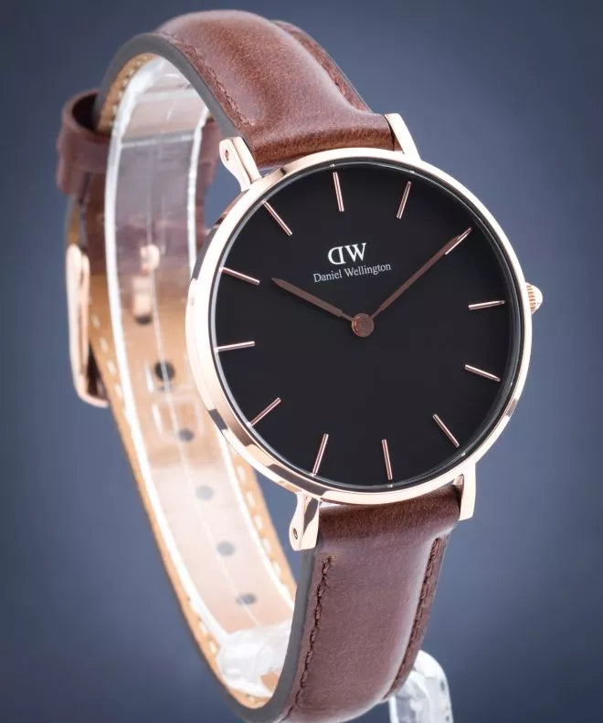 Daniel Wellington Classic Petite Bristol Black Dial Brown Leather Strap Watch For Women - DW00100165 Buy Now By Daniel Wellington