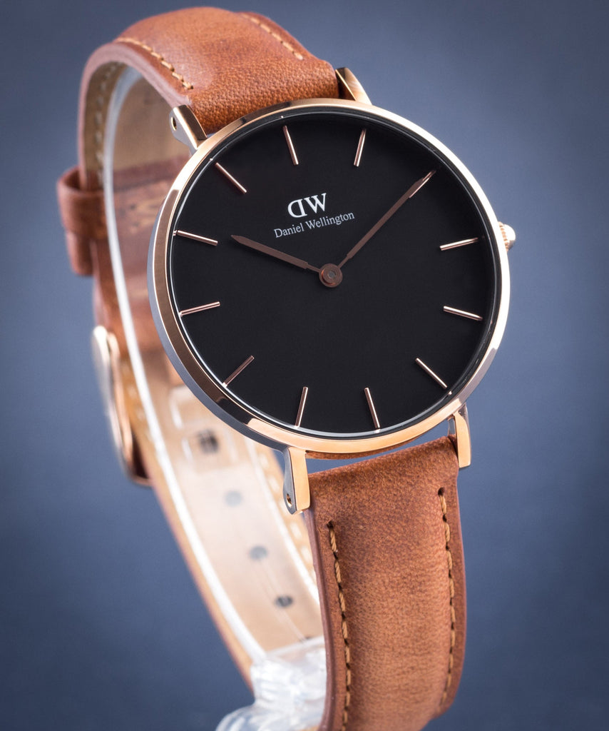 Daniel Wellington Classic Petite Durham Black Dial Brown Leather Strap Watch For Women - DW00100166 Buy Now By Daniel Wellington