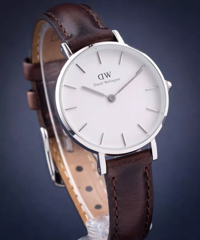 Daniel Wellington Classic Petite White Dial Brown Leather Strap Watch For Women - DW00100239 Buy Now By Daniel Wellington
