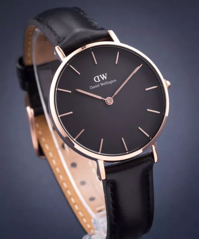 Daniel Wellington Petite Sheffield Black Dial Black Leather Strap Watch For Women - DW00100168 Buy Now By Daniel Wellington