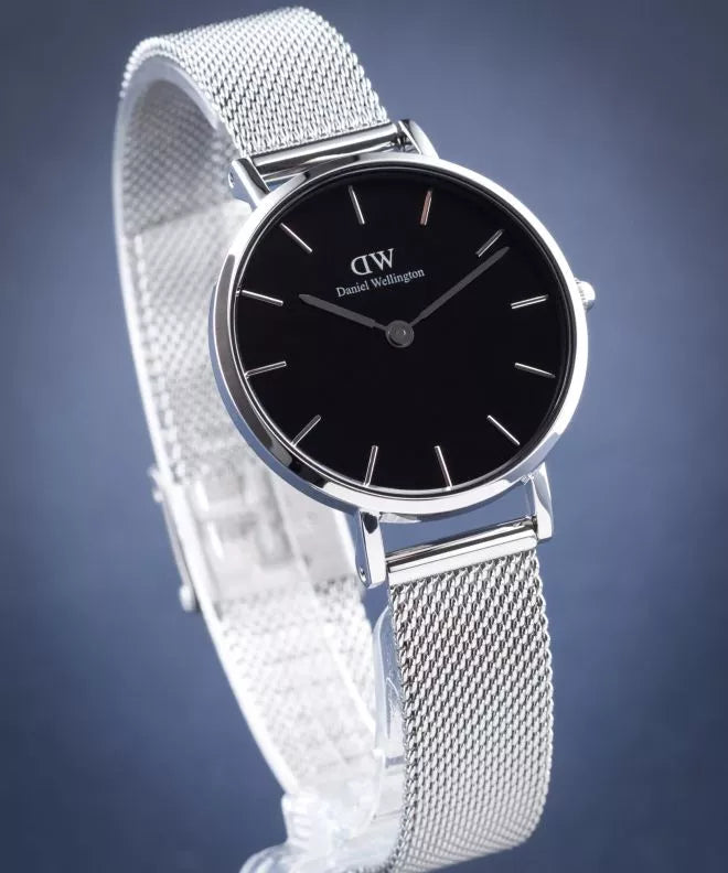 Daniel Wellington Petite Sterling Black Dial Silver Mesh Bracelet Watch For Women - DW00100218 Buy Now By Daniel Wellington