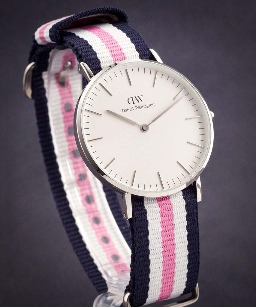 Daniel Wellington Classic Southampton White Dial Three Tone Nylon Strap Watch For Women - DW00100050 Buy Now By Daniel Wellington
