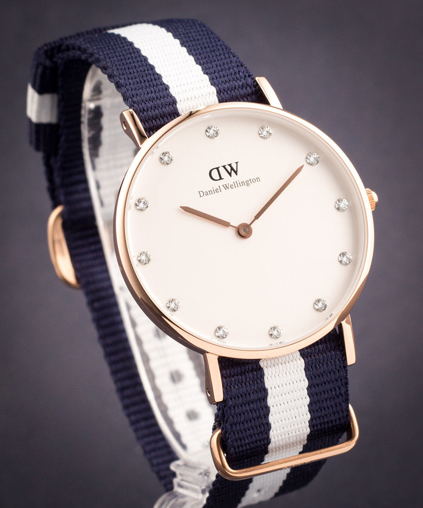 Daniel Wellington Classy Glasgow White Dial Two Tone Nylon Strap Watch For Women - DW00100078 Buy Now By Daniel Wellington