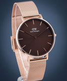 Daniel Wellington Petite Amber Brown Dial Rose Gold Mesh Strap Watch for Women - DW00100478 Buy Now By Daniel Wellington