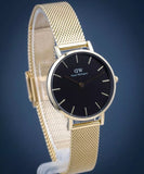 Daniel Wellington Classic Petite Evergold Black Dial Gold Mesh Bracelet Watch For Women - DW00100349 Buy Now By Daniel Wellington