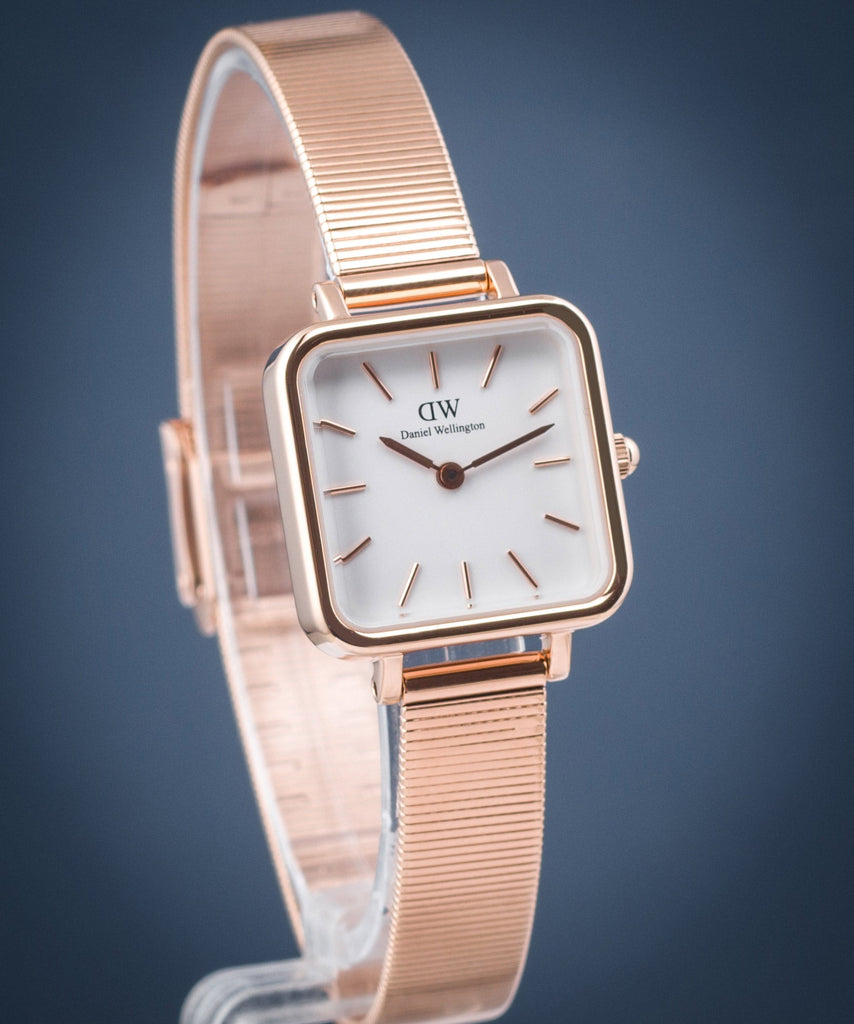 Daniel Wellington Quadro Studio White Dial Rose Gold Mesh Strap Watch For Women - DW00100517 Buy Now By Daniel Wellington