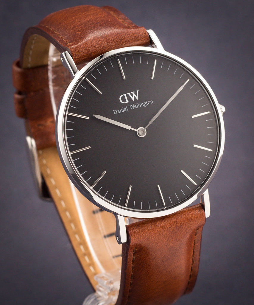 Daniel Wellington Classic Durham Black Dial Brown Leather Strap Watch For Women - DW00100142 Buy Now By Daniel Wellington