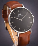 Daniel Wellington Classic Durham Black Dial Brown Leather Strap Watch For Women - DW00100142 Buy Now By Daniel Wellington