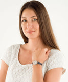 Emporio Armani Gianni T-Bar Analog Mother of Pearl Dial Blue Leather Strap Watch For Women - AR11468