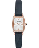 Emporio Armani Gianni T Bar Crystals Silver Dial Blue Leather Strap Watch For Women - AR11469 Buy Now By Emporio Armani