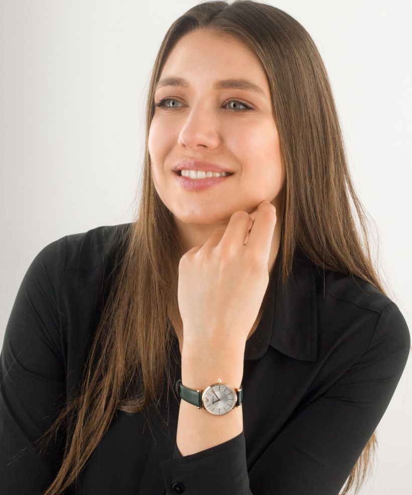 Emporio Armani Pro Planet Analog Silver Dial Green Leather Strap Watch For Women - AR11517 Buy Now By Emporio Armani