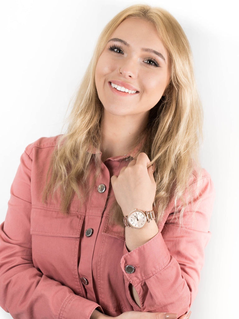 Fossil Carlie Rose Gold Dial Rose Gold Steel Strap Watch for Women - ES4301 Buy Now By Fossil