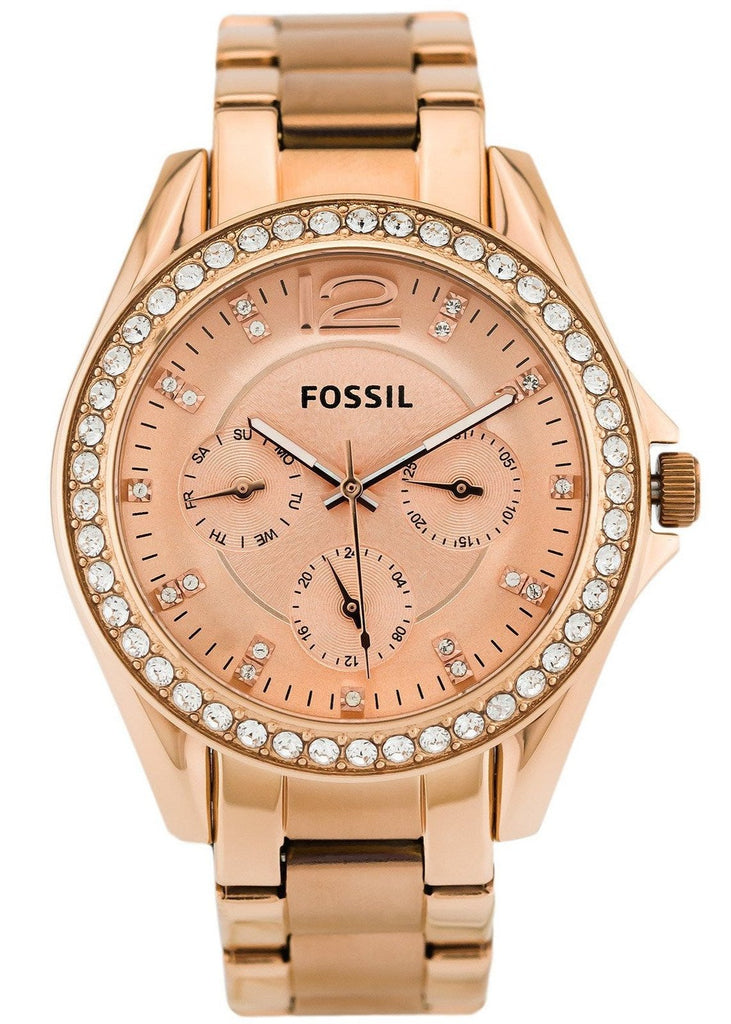 Fossil Riley Multifunction Rose Gold Dial Rose Gold Steel Strap Watch for Women - ES2811 Buy Now By Fossil
