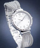 Guess Chiffon Silver Dial Silver Mesh Bracelet Watch For Women - W1083L1 Buy Now By Guess