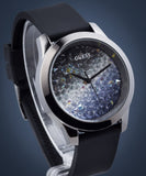 Guess Crush Crystals Silver Dial Black Rubber Strap Watch for Women - W1223L4 Buy Now By Guess