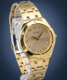 Guess Crystalline Diamonds Gold Dial Gold Steel Strap Watch for Women - GW0114L2 Buy Now By Guess