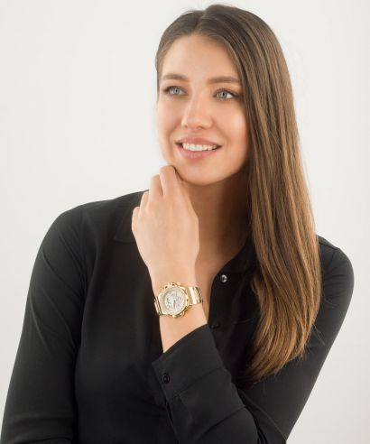 Versace DV-25 Gold Dial Off White Leather Strap Watch for Women - VQF030015 Buy Now By Versace