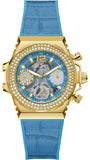 Guess Fusion Chronograph Blue Dial Blue Leather Strap Watch For Women - GW0553L3 Buy Now By Guess