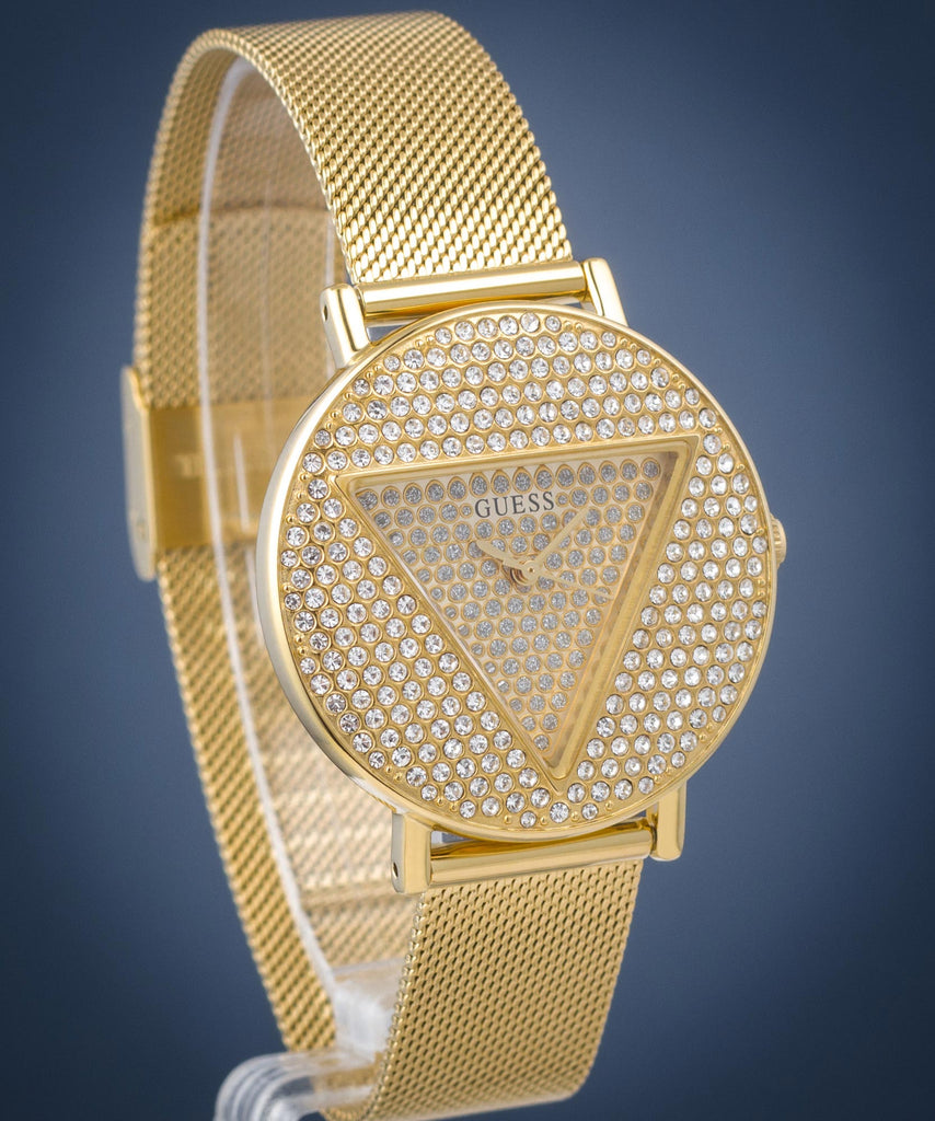Guess Iconic Diamonds Gold Dial Gold Mesh Bracelet Watch For Women - GW0477L2 Buy Now By Guess