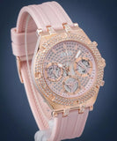 Guess Heiress Diamonds Rose Gold Dial Pink Rubber Strap Watch for Women - GW0407L3 Buy Now By Guess