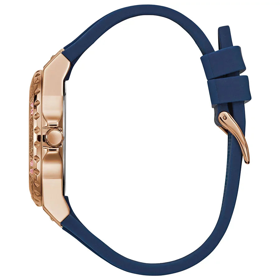 Guess Overdrive White Dial Blue Rubber Strap Watch for Women - W0149L5 Buy Now By Guess