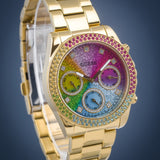 Guess Confetti Chronograph Rainbow Dial Gold Steel Strap Watch For Women - GW0483L4 Buy Now By Guess