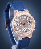 Guess Moonlight Diamonds White Dial Blue Rubber Strap Watch for Women - GW0257L3 Buy Now By Guess