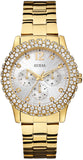 Guess Dazzler Diamonds Silver Dial Gold Steel Strap Watch for Women - W0335L2 Buy Now By Guess