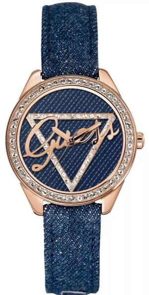 Guess Little Flirt Quartz Blue Dial Blue Leather Strap Watch For Women - W0456L6 Buy Now By Guess