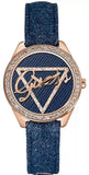 Guess Little Flirt Quartz Blue Dial Blue Leather Strap Watch For Women - W0456L6 Buy Now By Guess