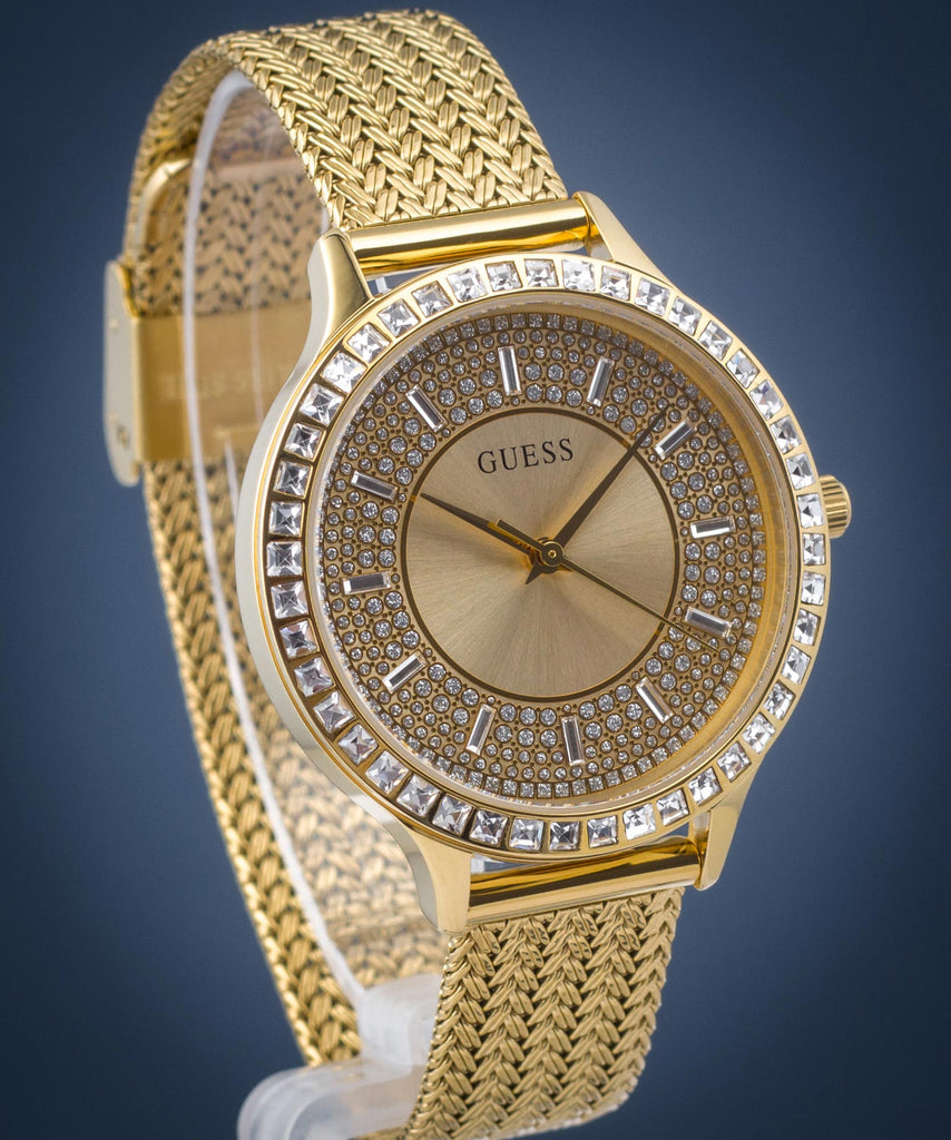 Guess Soiree Diamonds Gold Dial Gold Mesh Bracelet Watch for Women - GW0402L2 Buy Now By Guess