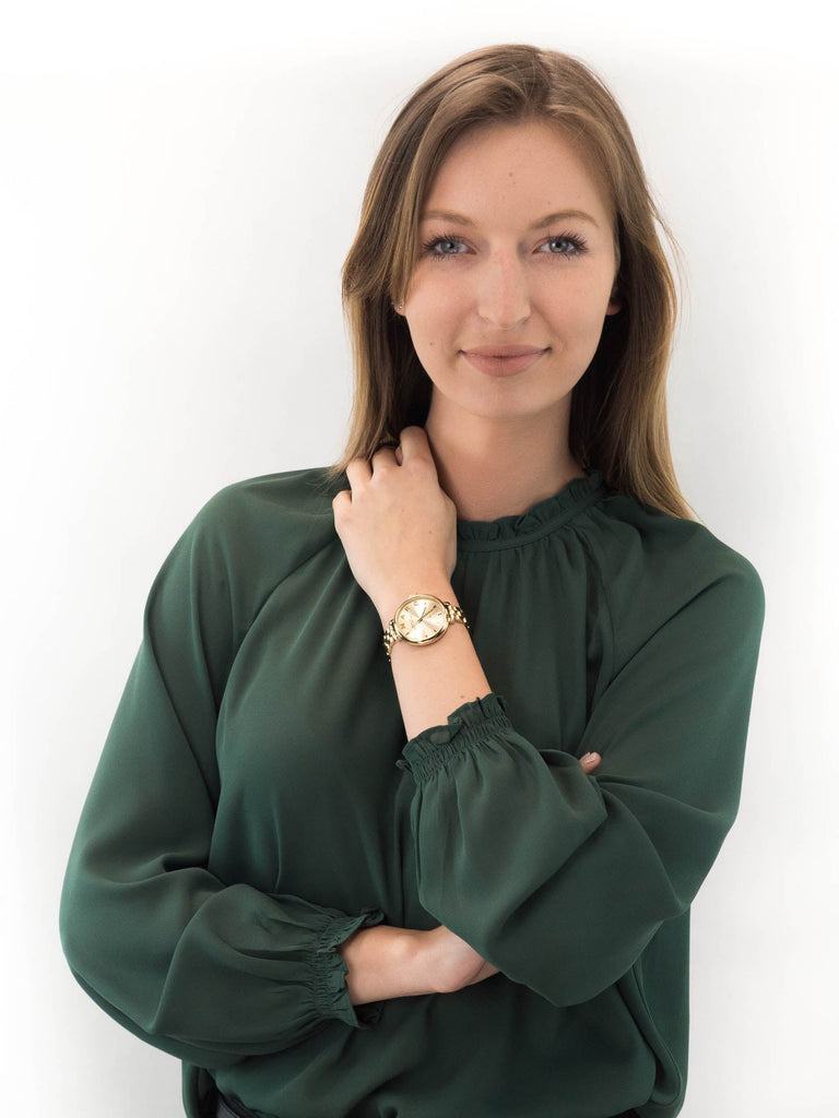 Marc Jacobs Sally Champagne Gold Dial Gold Steel Strap Watch for Women - MBM3363 Buy Now By Marc Jacobs