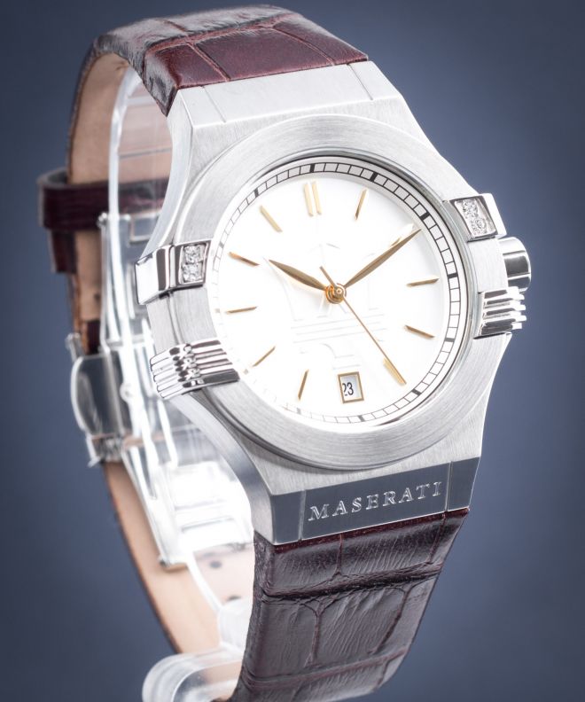 Maserati Potenza Silver Dial Brown Leather Strap Watch For Women - R8851108506 Buy Now By Maserati