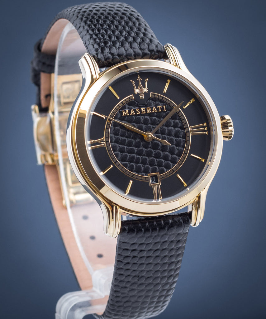 Maserati Epoca Black Dial Black Leather Strap Watch For Women - R8851118501 Buy Now By Maserati