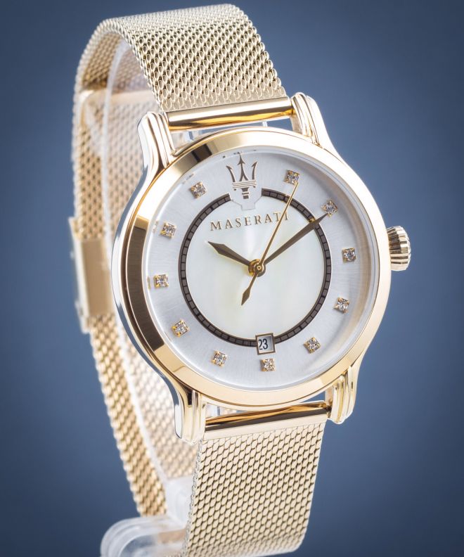 Maserati Epoca Mother of Pearl Dial Yellow Gold Mesh Strap Watch For Women - R8853118502 Buy Now By Maserati