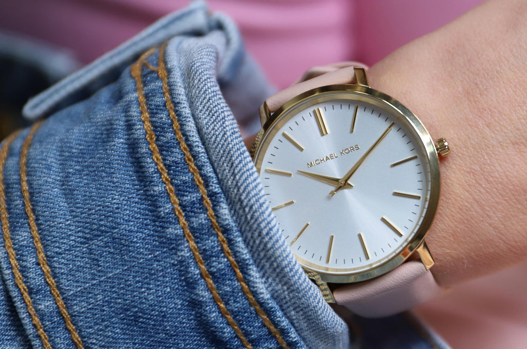 Michael Kors Jaryn Quartz Gold Dial Pink Leather Strap Watch For Women - MK2471 Buy Now By Michael Kors