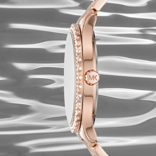 Michael Kors Layton Three Hand Pink Dial Rose Gold Steel Strap Watch For Women - MK6848 Buy Now By Michael Kors