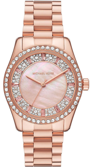 Michael Kors Lexington Three Hand Mother of Pearl Pink Dial Rose Gold Steel Strap Watch For Women - MK7444 Buy Now By Michael Kors
